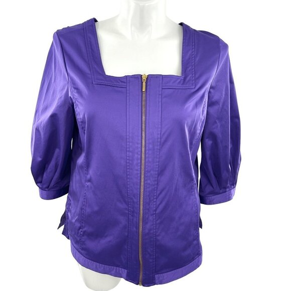 GORGEOUS LINEA BY LOUIS DELL'OLIO PURPLE SATIN JACKET/TOP XL - Picture 1 of 6
